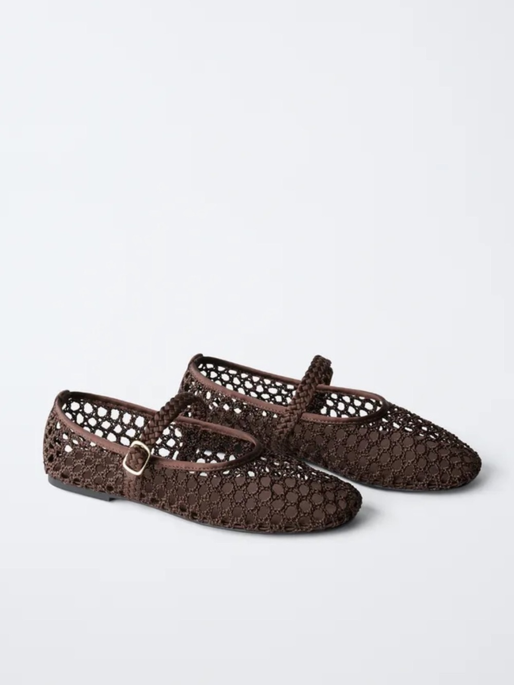 ZARA - Girl’s Brown Cutwork Ballerina Flats - Size 3 1/2
